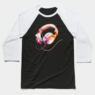 Pastel Colors Headphones Watercolor Art Baseball T-Shirt